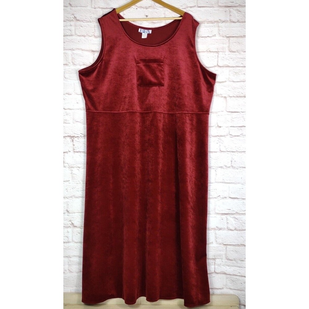 VTG BFA Classics Womens Velvet Dress 3X Wine Pullover Pocket Holiday Outfit